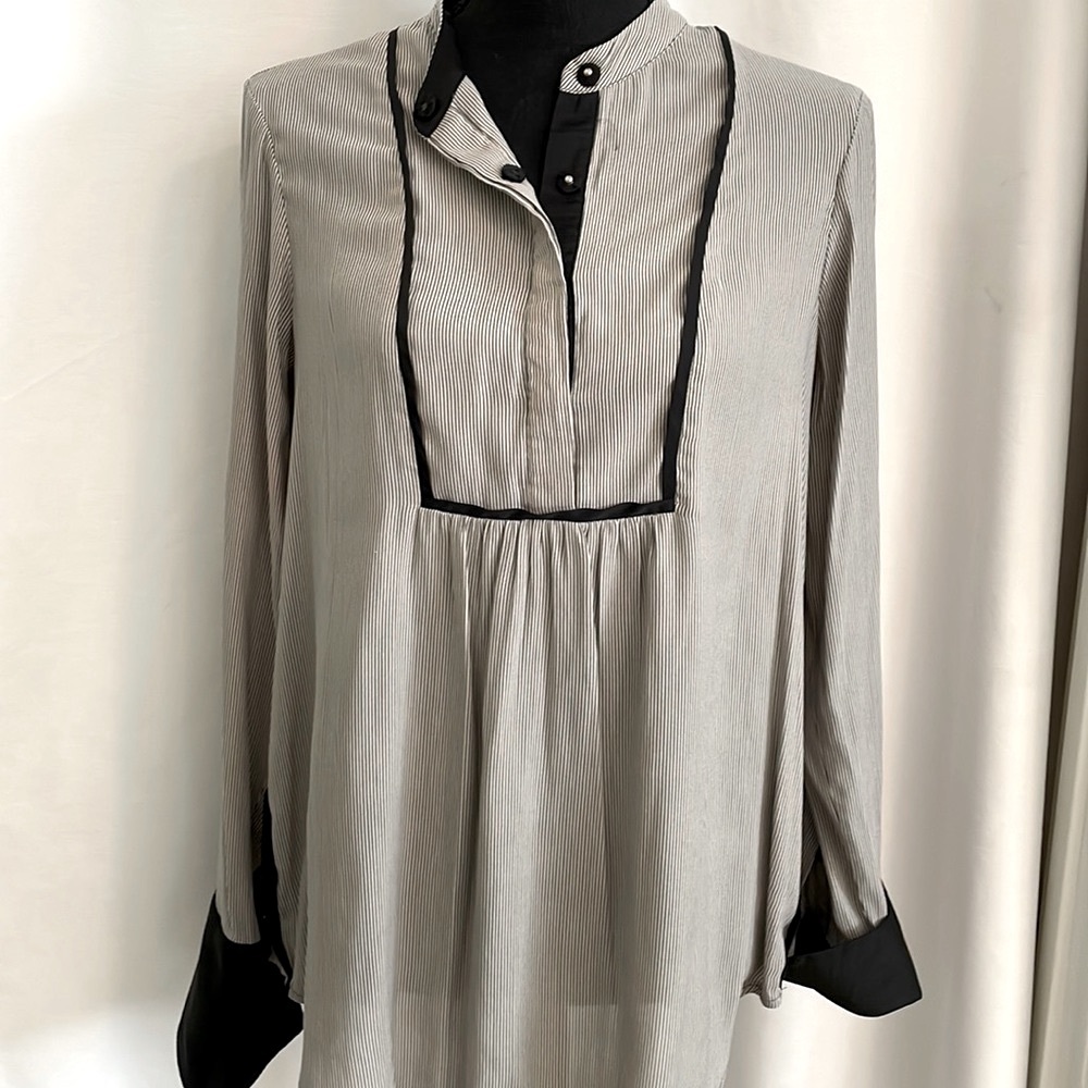 Free People black and grey striped tuxedo blouse Size: S/P